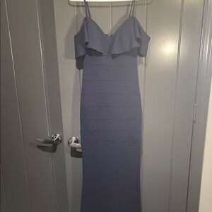 Emerald Sundae Blue Ribbed Ruffle Bodycon Dress